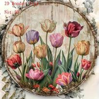 Planetjuice 2D Metal Tulip Wall Art Vibrant Printed Home Garden Decor (as the picture,20x20)