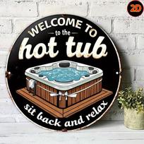 Planetjuice Vintage Hot Tub Metal Wall Art Round Sign Rustic Bathroom Home Decor (as the picture,20x20)