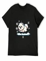 Cute Pomeranian Cartoon Style T-Shirt Graphics Anime T Shirts For A Boy unisex Plain T Shirts S