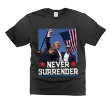 Never Surrender USA Flag Shirt Donald Trump PA Rally Shirt DJT Support Shirt XL