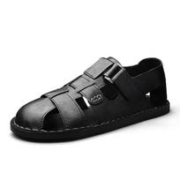 Men's Plus Size Velcro Beach Sandals - 2026 Summer Collection, Stylish Closed-Toe, Flat Sole 41