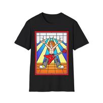 Stained Glass Guitarist T-Shirt, Rock Metal Music Graphic Tee, Regular Fit Top 3XL