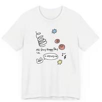 Happy Day T-Shirt Funny Doodle Cartoon Graphic Tee Loose Short Sleeve Top Trendy Streetwear for Men Women S