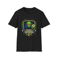 Alien Soccer Crest Children's Children's T  Children's T-shirt | Pitch Invaders, Space Soccer Badge Tee Pixle Art 140