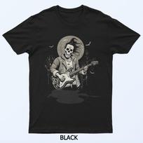 Skeleton Playing Guitar Vintage Shadow Rock Halloween T-Shirt M