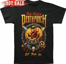 Five-Finger-Death-Punch T-Shirt Happy Halloween Rock Band Fan Gift Tee Vintage S