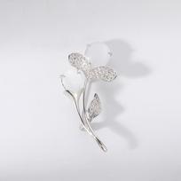 Bo Xin Yun Copper & Zirconia Tulip Brooch with Cat's Eye