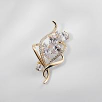 Bo Xin Yun Tulip Zirconia Copper Brooch - Korean Luxury Suit Accessory