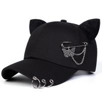 Drugelio Grandinėlė Katės Ausytės Beisbolo Kepuraitė Moterims Mielos Lauko Kelionės Kepurės Madingos Hip-hop Kepurės Lauko Apsauga Nuo Saulės Universalios Kepurės juoda