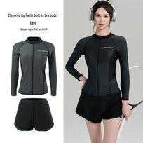 Plus Size Women's Long Sleeve Surfing Swimsuit with Chest Pads - Sun Protection Casual Sports & Vacation Beachwear M