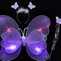 Funny LED Fairy Themed Costume Set Light Up Butterfly Skirt Lights Suits  Halloween purple wings
