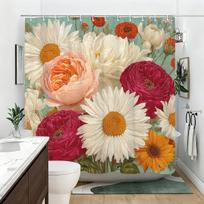 Vibrant Floral Printed Polyester Shower Curtain - Artistic Bathroom Decor, Stylish Bath Curtain for Home Restroom (as the picture,W90xH180cm)