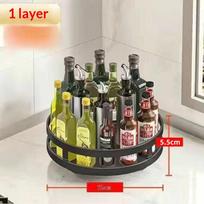 360° Rotating Spice Rack Organizer,Carbon Steel Round Spice Shelf,Non-Skid Base Multi-Layer Kitchen Storage Tray, Rotating Rack