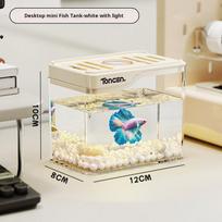 Creative Transparent Mini Fish Tank Drop Resistant Plastic Desktop Fish Tank Breathable Shatterproof Turtle Tank Living Room