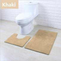 Zero Twist Bath Mat Set Pedestal Non Slip Super Soft Toliet Bathroom 2pcs Rugs Khaki