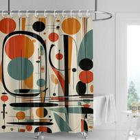 Waterproof Nordic Abstract Art Shower Curtain Bathroom Partition Curtain Modern Bathroom Decoration Morandi Color Series (as the picture,W90XH180cm)