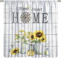Cowboy Curtain,Country Western Rustic Horseshoe Daisy Barn Wood Farm Window Treatments Curta Living Room Kitchen Cafe Bedroom 53x116CM-2PC