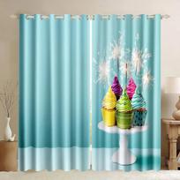 Food Window Curtain,Delicious Dessert Bread Meatloaf Cheese Beef Blackout Curtain Rod Pocket Fruit Vegetable Window Curta 1 PCS W100XH230cm&Rod Pocket