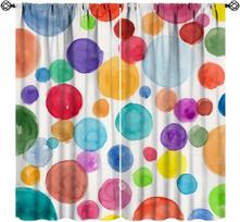 Geometric Simple Print Curta, Abstract Geometric Line Art Black White Polka Dots Print Window Treatments Curta For Kitchen 53x116CM-2PC