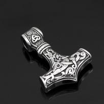 Titanium Steel Thor's Hammer Pendant Necklace - Viking Odin Design for Men and Women