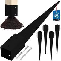 Kotarbau® Steel Post Base Ground Anchor For Pergolas, Gazebos, 71 X 71 X 750 Mm, Black, Set Of 4