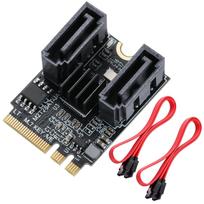 Mzhou M.2 Key A+E to Dual SATA Adapter Card - 2-Port SATA (6Gbps) Expansion for Windows 1087 and Linux - Includes 2 SATA Cables and M.2 Screws -