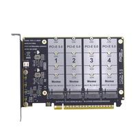 xiwai NGFF 4X NVMe M-Key M.2 SSD to PCIe Express 5.0 Gen5 Gen4 X16 RAID Card Removable Splitter VROC RAID0 HyperAdapter