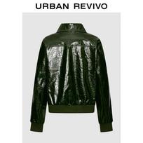 UR Women's Retro Faux Leather Zip-Up Jacket XS