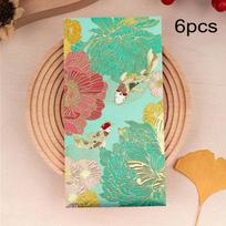 6pcs Elegant Paper Thank You Cards Vibrant Floral Golden Accents Lucky Money Bags Greeting Cards Wedding Birthday mėlyna