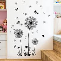 Creative Brown Dandelion Butterfly Sticker for Living Room Bedroom Decoration Self Adhesive Wall Decor (as the picture,30x90cm 2sheet)