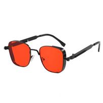 Unisex Steampunk Square Frame Sunglasses with Metal Carving - Perfect for Driving
