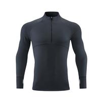 2024 Men's Long Sleeve Half-Zip Running Top for Spring and Autumn 3XL tamsiai pilka spalva