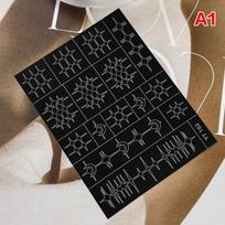 1 Sheet Nail Airbrush Stencil with Stars Moon & Fishbone Pattern Hollow French Manicure Sticker Templates for Nail Art