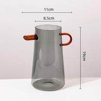 Glass Flower Vase Handle Pitcher Colored Transparent Flower Pot Flower Arrangement Hydroponics Terrarium Vases Pots Flowerpot