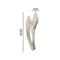 Grill Tongs Buffet Food Clip Stainless Steel Knife Shaped Food Clamp Thick Baked Bread Sandwich Clip with Double Toothed Clamp