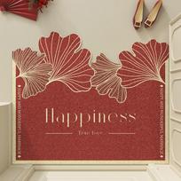 New Wedding Happy Entrance Silk Circle Floor Mat Wedding Room Entrance Door Rubbing Soil Can Be Cut Foot Pad Entering The Door Door Dust Floor Mat 50*50cm