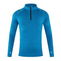 Men's Quick-Dry Long-Sleeve Half-Zip Sports T-Shirt for Running and Fitness L spalvinga mėlyna spalva