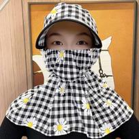 Fashion Wide Brim Sun Hat Breathable Anti-UV Sun Visor Cap with Mask Neck Protection Women's Ponytail Hat Outdoor