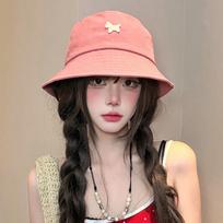 Cute Pony Fisherman Hat Sun Protection Large Brim Sunscreen Hat Foldable Breathable Sun Cap Holiday