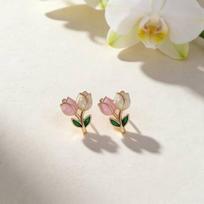 Fashion Sweet Tulip Bud Earrings Glazed Colorful Color-Blocked Earrings Simple Elegant Stud Earrings Daily