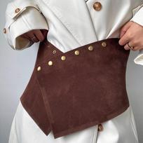 Luxury Design Suede Leather Belt Irregular Ultra-wide Waistband Women Waist Belt  Waist Decoration
