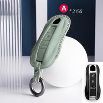 For Porsche Panamera Cayenne 971 911 9YA Macan Boxster Spyder Carrera Cayman 970 981 991 3 Buttons Suede Car Key Case Keychain