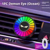 SEAMETAL Car Vent Aromatherapy LED Sound-Activated Ambient Light Decorative Car Air Freshener with Evil Eye Design Ocean