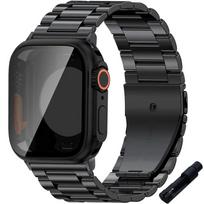 Metal Stainless Steel Strap+Case For Apple Watch Band 44mm 45mm 41mm 40mm PC Cover Change Ultra Bumper For iWatch 9 8 7 6 SE 5 4 Series 7 8 9 41MM