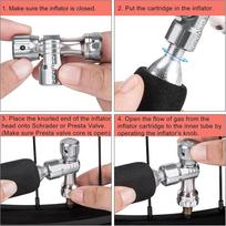 For GEWAGE CO2 Inflator CO2 Bike Tire Inflator CO2 Bike Pump Presta & Schrader Valve Compatible For Bike Tire Silver