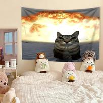 Juokingas Katės Memas Gobelenas Kawaii Gyvūnas Namų Dekoras Sieninis Pakabinamas Dengiamasis Audinys Miegamojo Bendrabučio Fonas Festivalio Dovana 60X90CM