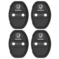 4pcs Silicone Car Door Lock Cover Sticker Auto Protection Accessorie for Skoda Rapid Fabia Octavia Yeti Superb Kodiaq Kamiq VRS