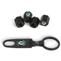 New Car Wheel Tire Valve Stems Cap With Keychain Keyring Badge For Skoda Octavia MK2 MK3 2 3 A7 Fabia Karoq Kodiaq Superb Rapid