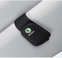 Car Sun Visor Glasses Clip Ticket Card Storage Clamp For Skoda Fabia Superb Yeti Octavia Enyaq Rapid Kodiaq Kamiq Karoq Scala A4 juoda