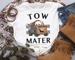 Disney Pixar Cars Tow Mater Finish MC Queen Graphic Unisex T-shirt Birthday Shirt Gift For Men Women Kid Hoodie Sweatshirt Toddler Shirt 140
